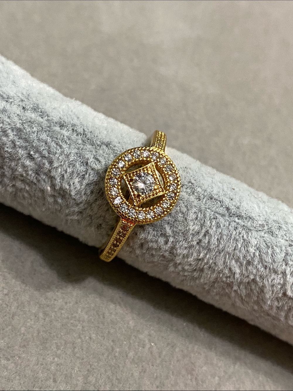 Pandora Gold-Tone Halo Ring with Clear Stones